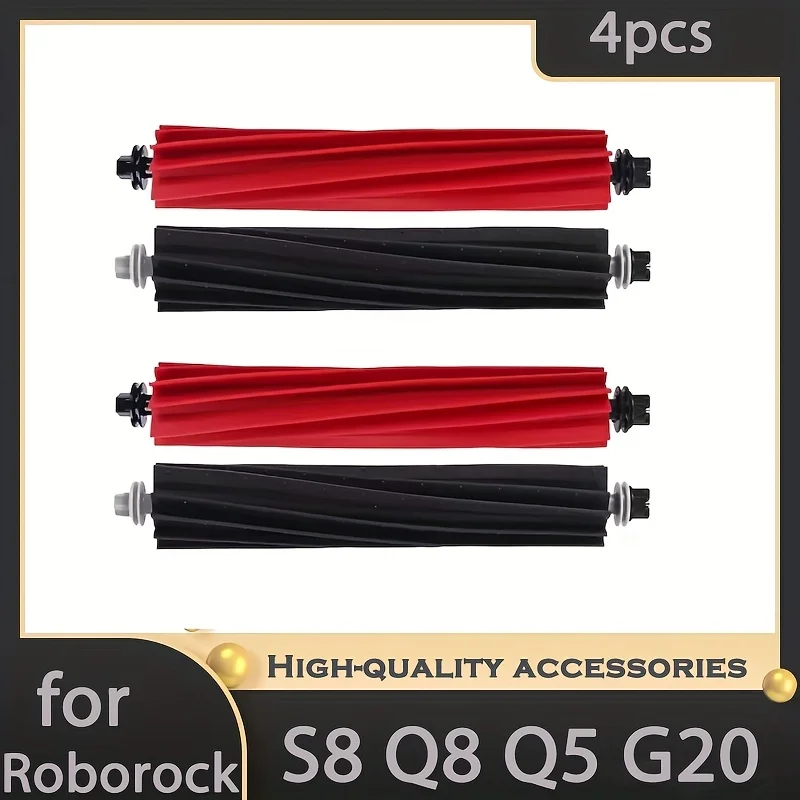 4-Piece Replacement Roller Brush For Roborock S8 Pro Ultra / S8 / S8+ /Q5 Pro / Q5 Pro+ / Q8 Max / Q8 Max+ Robot Vacuum Cleaners