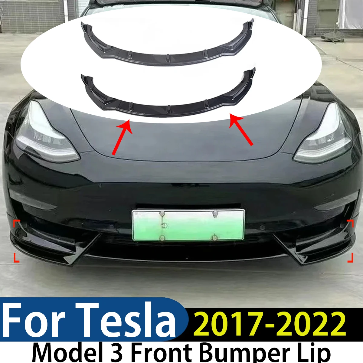 

For Tesla Model 3 2017-2022 Front Bumper Lip Chin Spoiler Deflector Diffuser Auto Accessories Modification Exterior Tuning