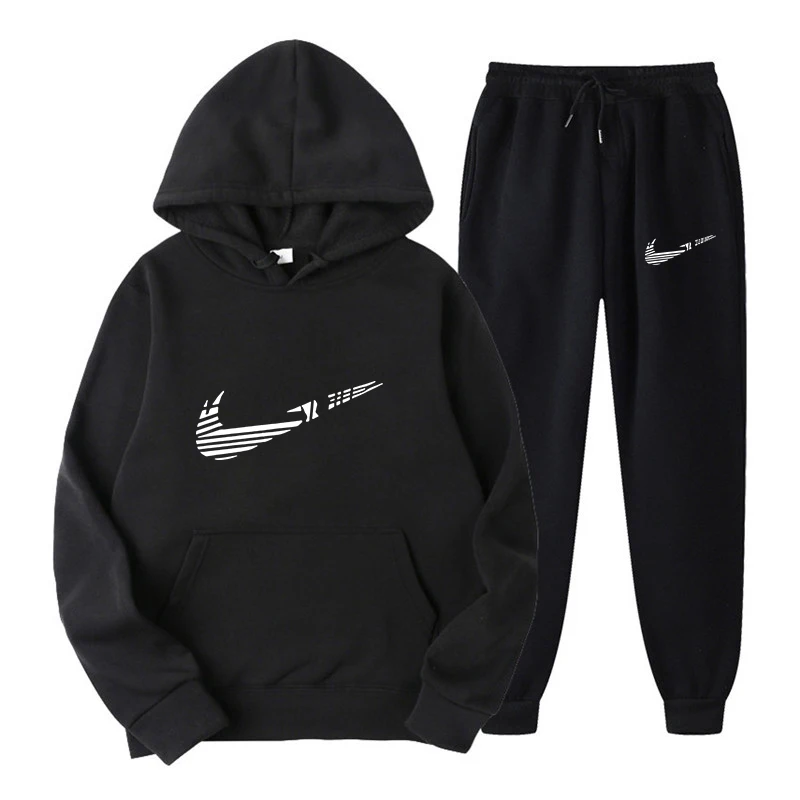 

Men Tracksuit 2 Pieces Sets Hooded Sweatshirt +Drawstring Pants Male Hoodies Running Sportswear Women Autumn Sportwear2024