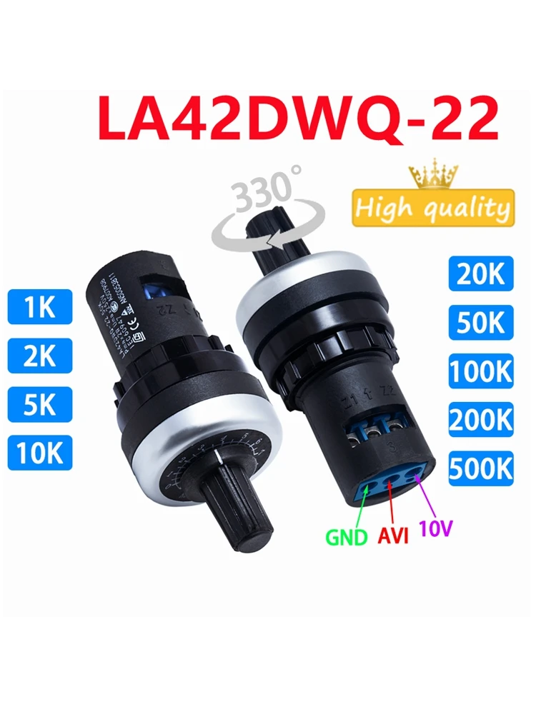BS LA42DWQ-22 1K 2K 5K 10K 20K 50K 100k 200k 500K, potencjometry obrotowe o średnicy 22 mm, przełącznik rezystancyjny do Arduino. — zdjęcie produktu 7