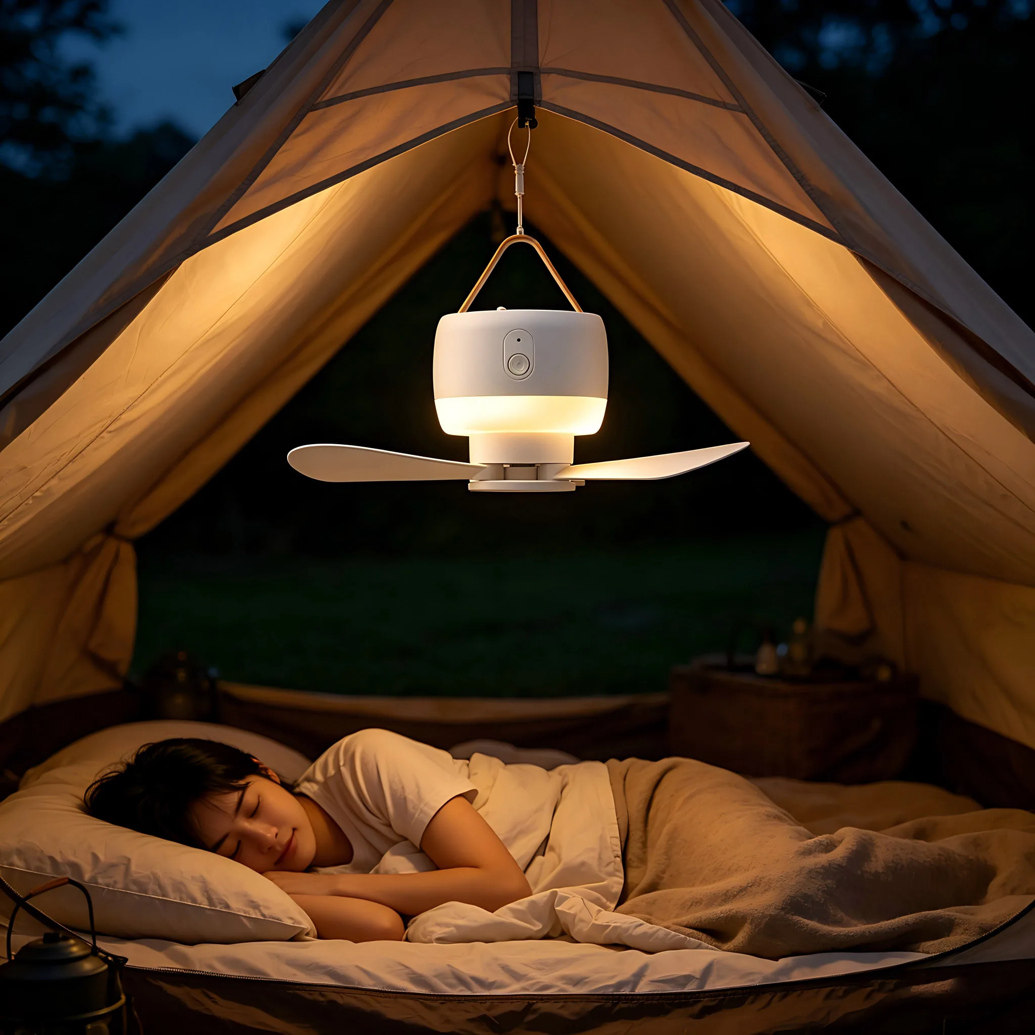 Outdoor Remote Control Ceiling Fan Camping Tent Ceiling Fan with Camping Lighting 3600mAh USB Portable Mini Silent Fan
