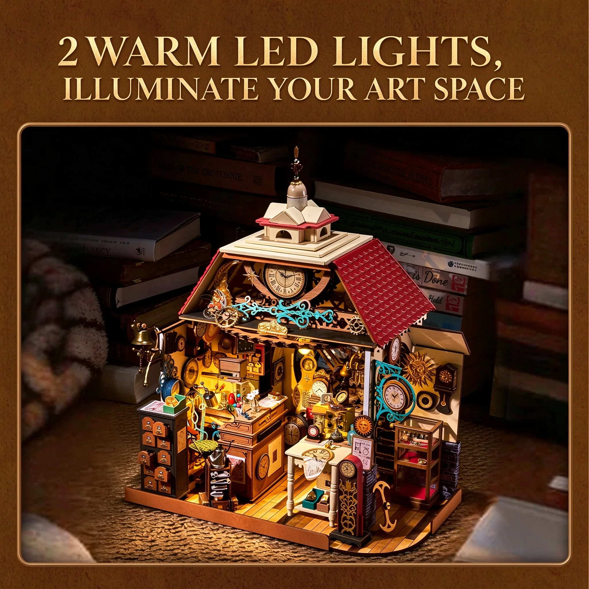 intage Clock Shop DIY Wooden Dollhouse 3D Puzzle Master Level Miniature Building Kit Handmade Craft Gift for Adults Home Decor