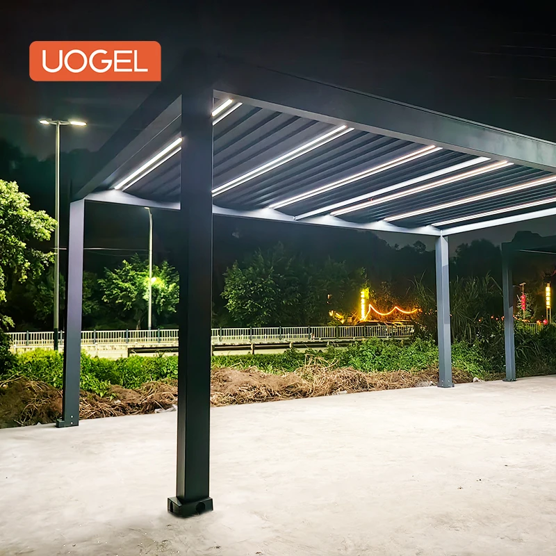 

Outdoor Electric Sunshade Canopy5x4 Motorized Pergola Aluminium Pergola Garden Building Construction Patio Fabric Screen Sun Sh