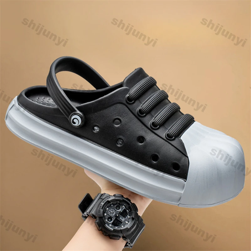 

Men Shoes 2025 Summer New Fashion Breathable Non Slip Half Drag Shoes Outdoor Comfort Lightweight Sandal Soft Bottom Beach Shoes