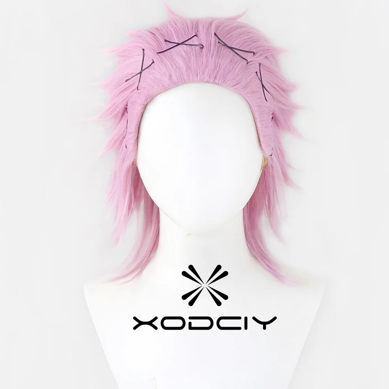 Anime Kunsthaar Windbreaker Mitsuki Kiryu Cosplay Perücken Kurze Rosa Halloween Party Requisiten mit Haarnadeln