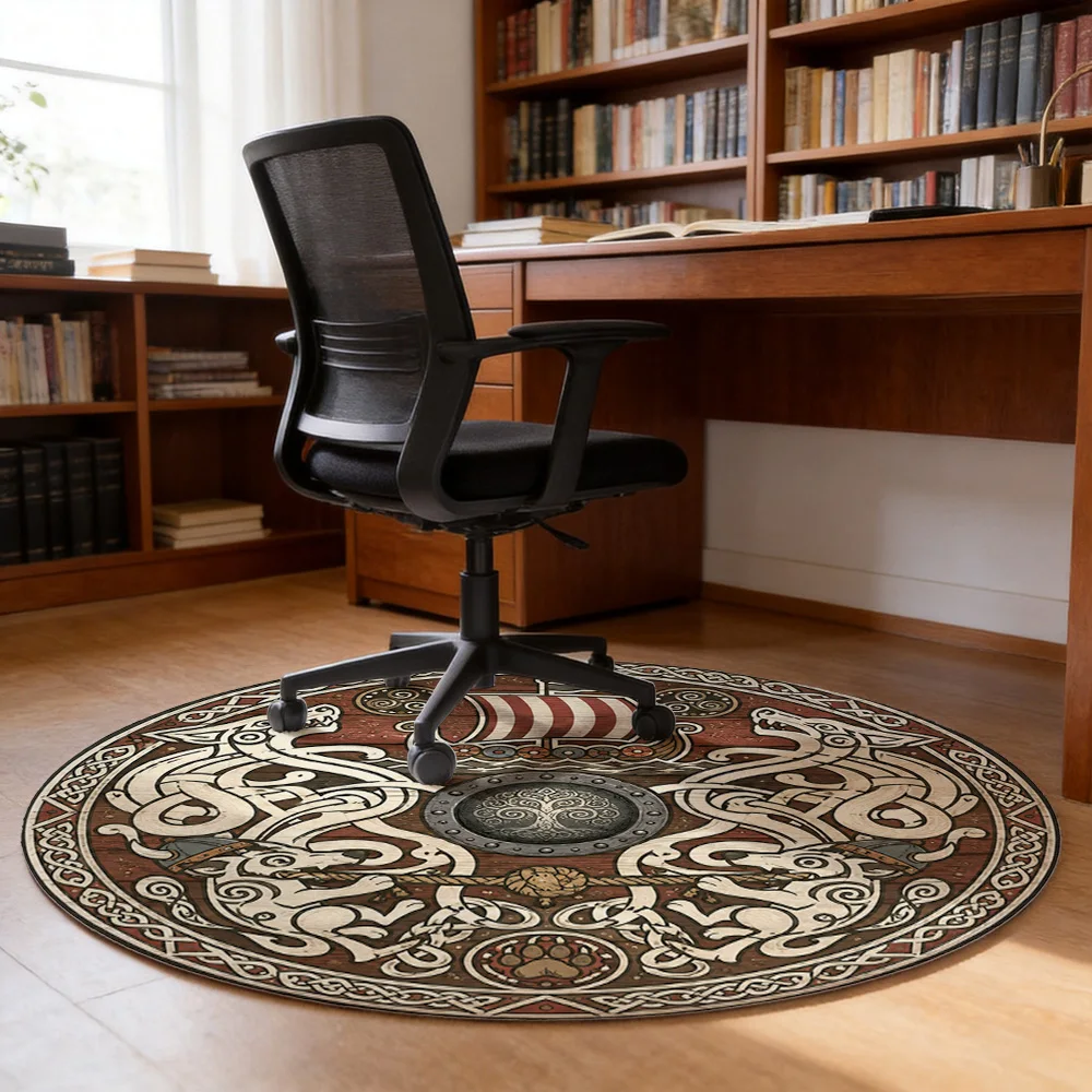 Vintage Nautical Pirate Ship Design Round Area Rug Bohemian Coastal Decor Throw Mat for Living Room Bedroom