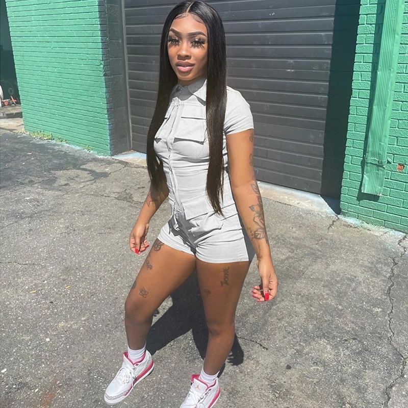Streetwear Bodycon Overall Frauen 2022 Party Casual Overalls Cargo Hosen aktive Kleidung Plays uit Workout sportliche Biker Shorts Stram pler