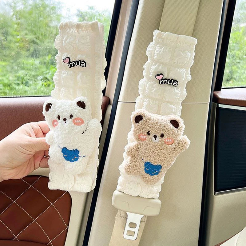 1pcs Car Seat Belt Shoulder Cover for Girl Delicacy Cute Puff animals Shoulder Cover Car Decoration Supplies Car Accessories