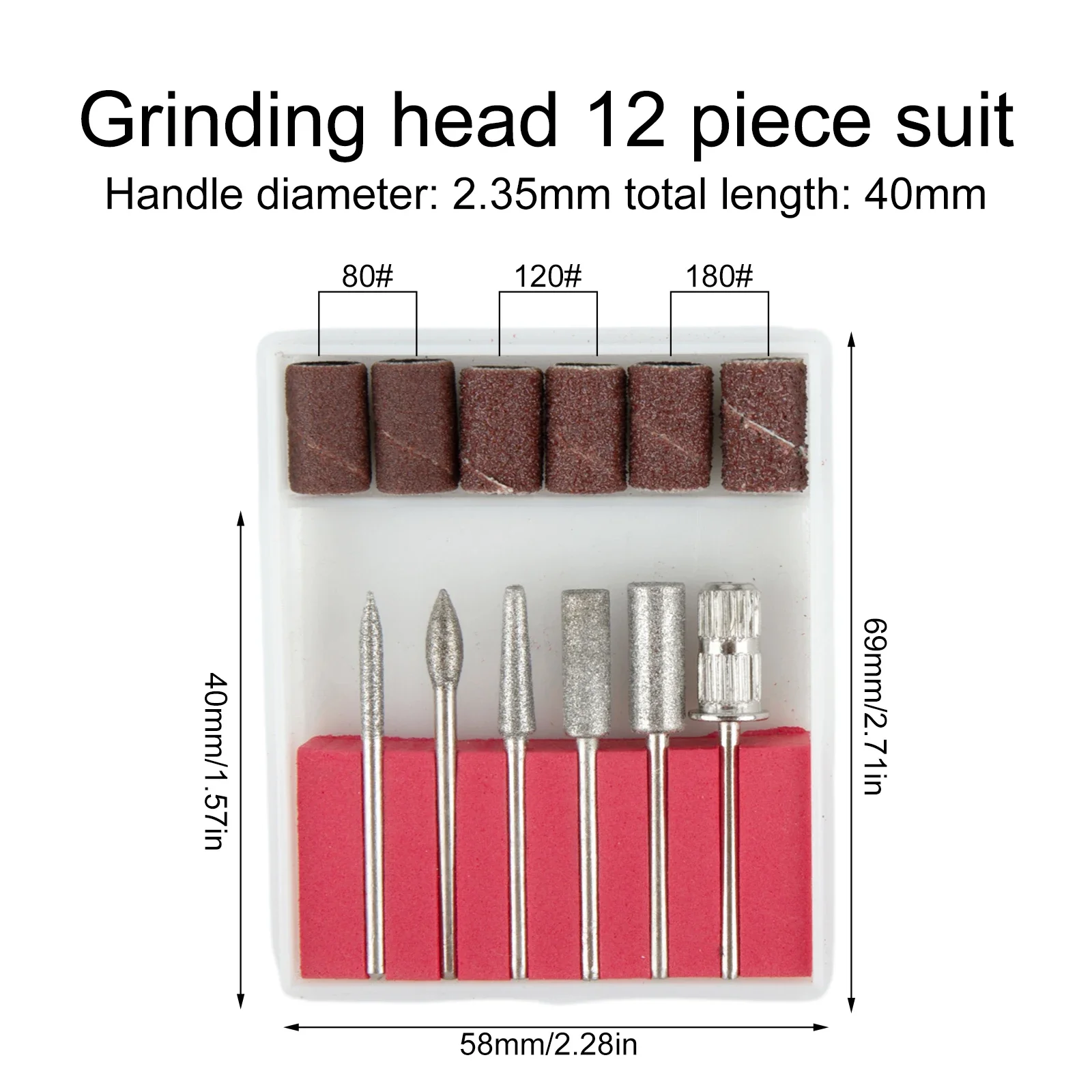 Precise and Effective Nail File Bits 12pcs Electric Cuticle Cutter Tips with Metal Grinding Heads and Sand Rings