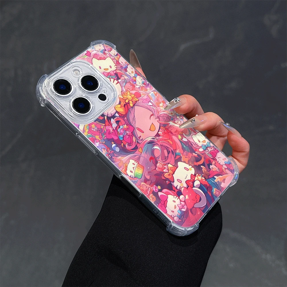 Casing Handphone Hello Kitty untuk iPhone 14 iPhone 16/15/14/13/12/11/x/xs/xs Max Casing Handphone Lembut untuk Perempuan Sanrio KT