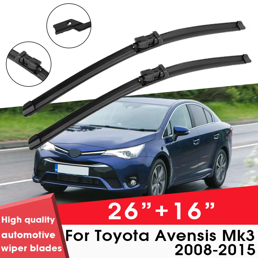 

Car Wiper Blade Blades For Toyota Avensis Mk3 2008-2015 26"+16" Windshield Windscreen Clean Rubber Silicon Cars Wipers