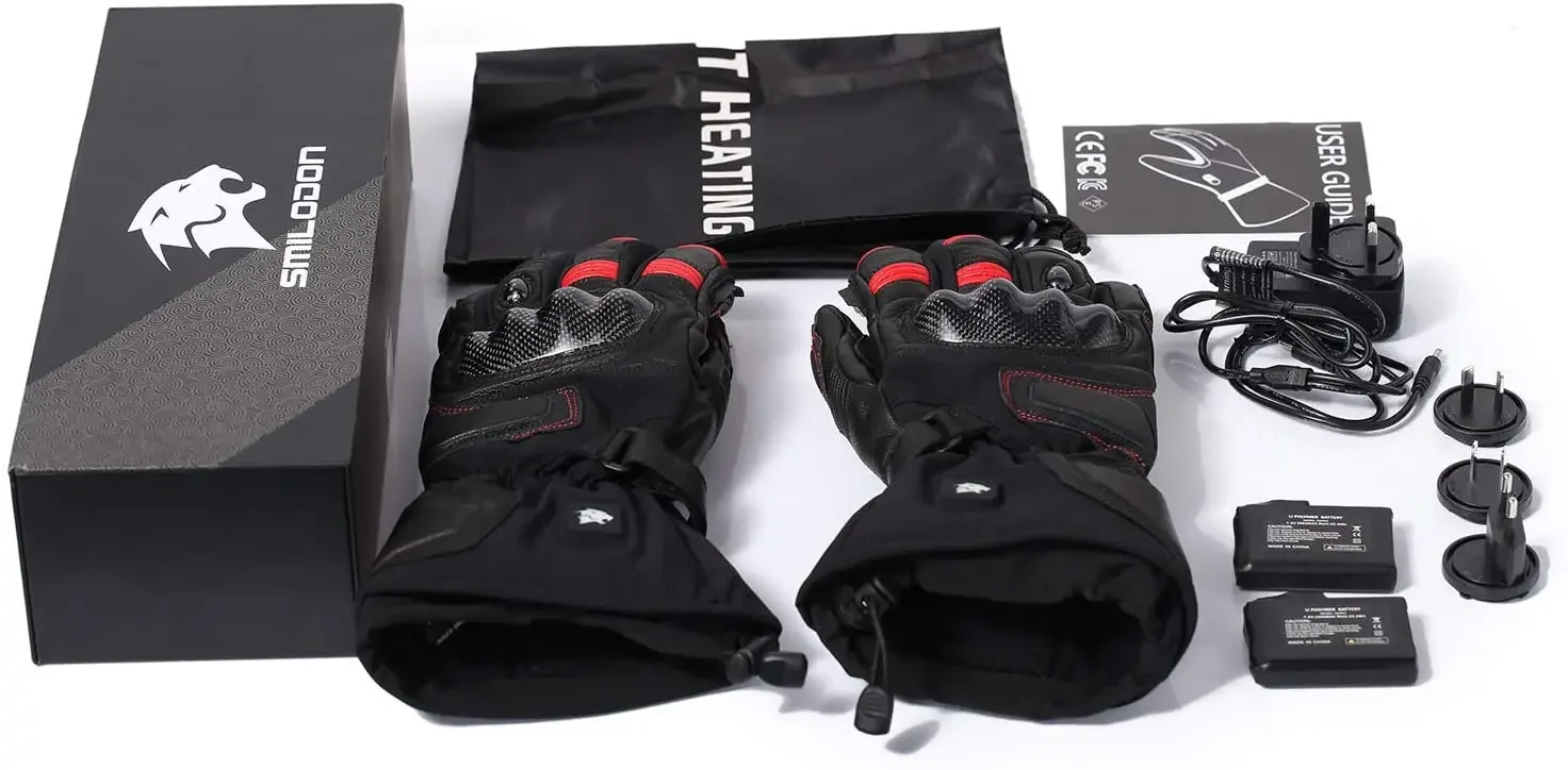 Penyelamat Penghangat Listrik Layar Sentuh Sarung Tangan Sepeda Motor Berpemanas Olahraga Hitam Isi Ulang Tahan Air