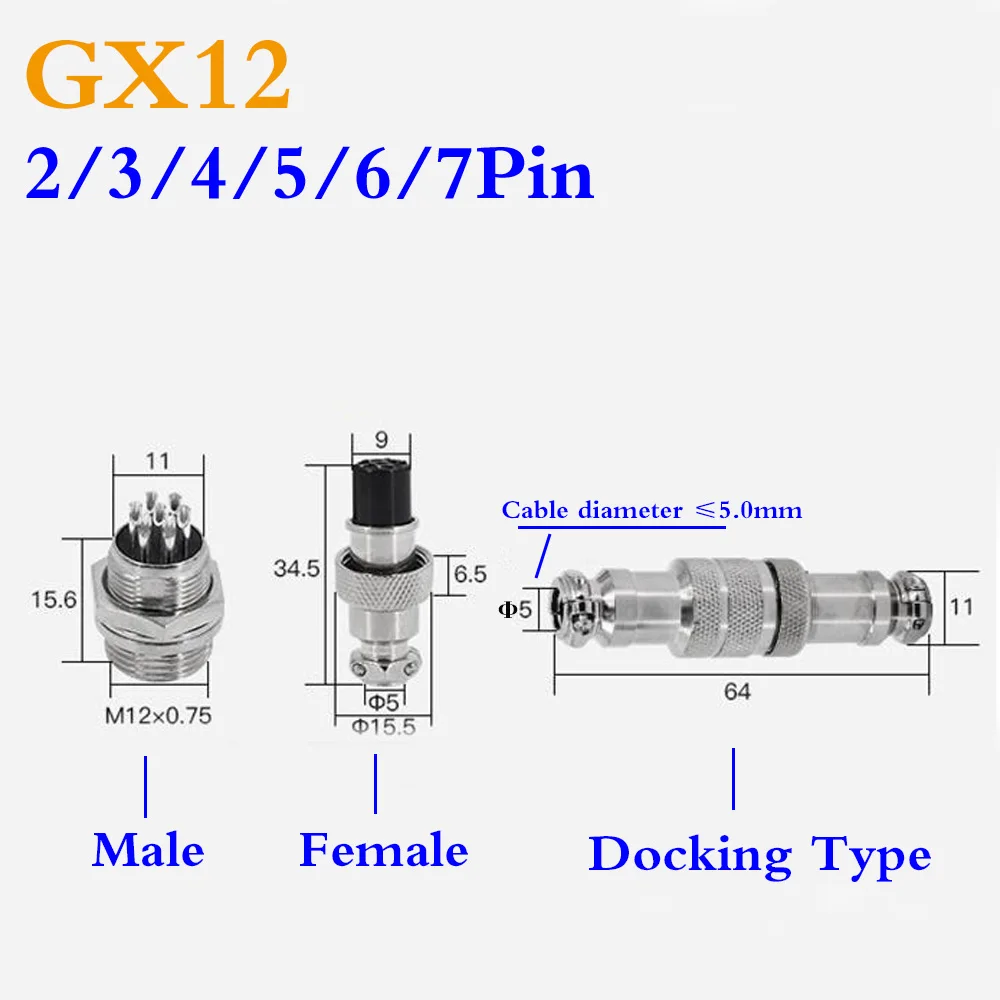 1Set GX12 GX16 GX20 Aviation Circular Connector Plug Socket 2/3/4/5/6/7 Pin Male Female Or Docking Panel Connector Free Shipping