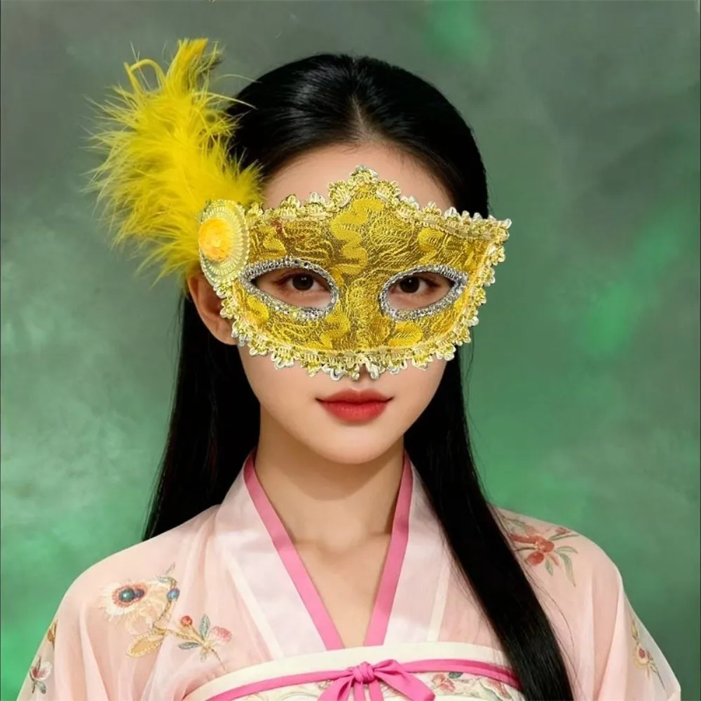 Multicolor Half-Face Mask Lace Seductive Style Feather Mask Fancy Prom Masquerade Halloween Festival Party Mask Women's Event