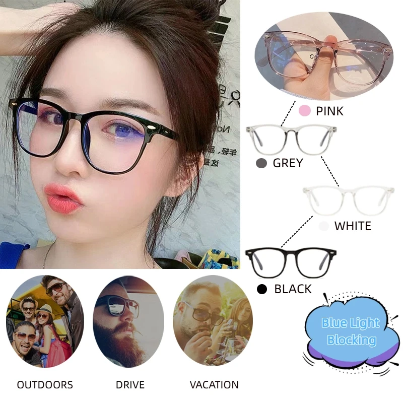 Retro-Brille mit ovalem Rahmen, UV-Schutz, Anti-Blaulicht-Brille mit flachem Licht, optische Brille für Männer und Frauen für den Urlaub