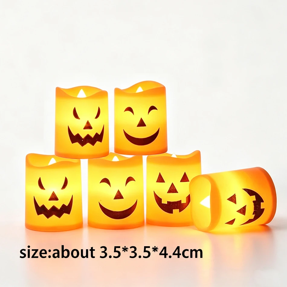 LED-Kürbislampe Warmes Licht Jack O Lantern Halloween-Tischdekoration für Innenräume, Bars und Partys, Atmosphärische Kerzenlichter – Detail 3
