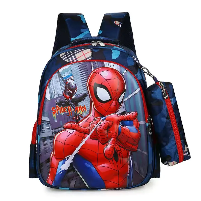 Disney Kids Cartoon Avengers Spider-Man Backpack Schoolbag frozen Backpack Primary Schoolbag with pen bag