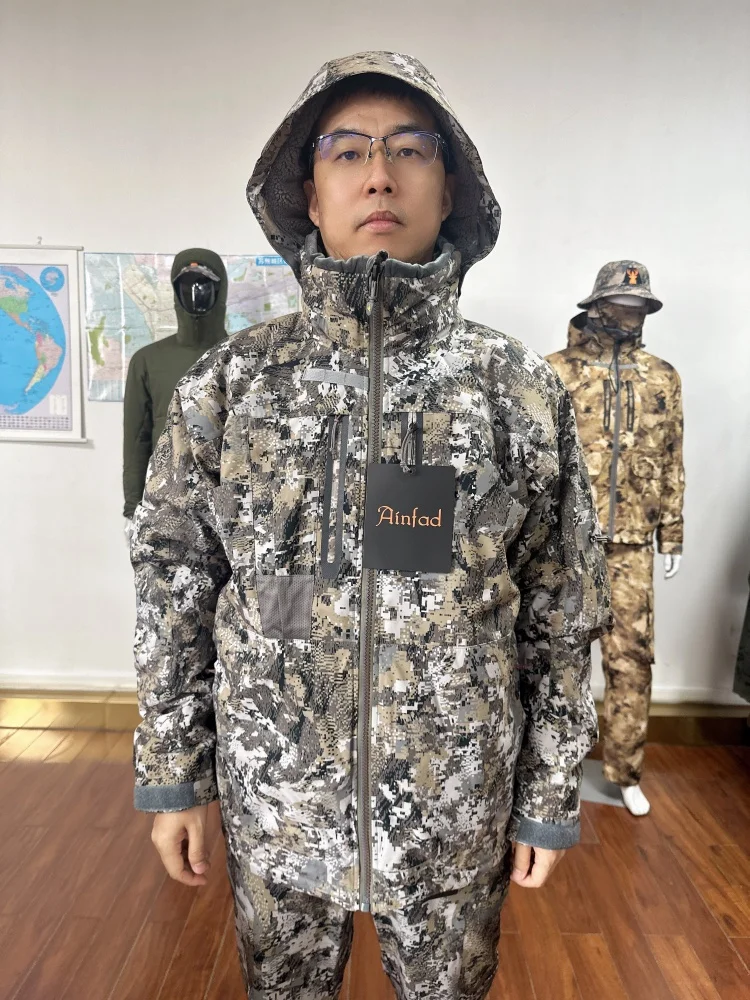 Ainfad Herren Herbst-Winter Tarnmuster Wasserdichte Isolierte Angeljacke, Aerolite-Jagdbekleidung – Detail 1