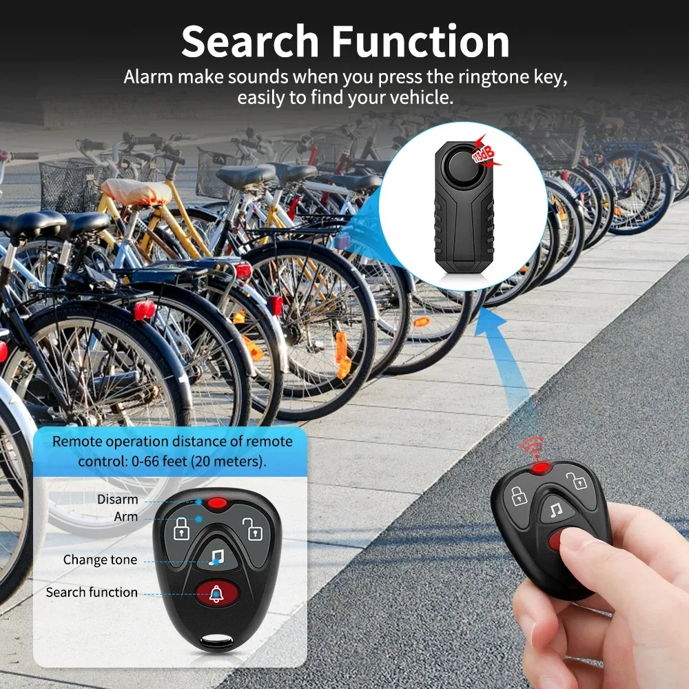 Rockbye Wireless Bicycle Alarm IP55 Waterproof Motorcycle Bike Alarm Remote Control Anti theft Bike Accessories