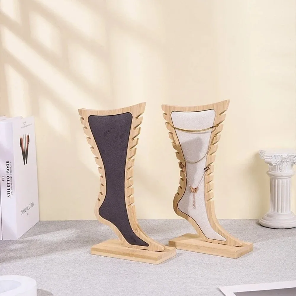 

Creative Foot Shaped Anklet Display Stands Jewelry Display Detachable Wooden Holder Desktop Showcase Stand