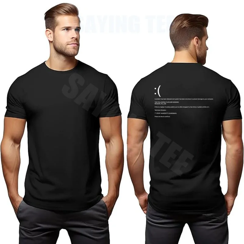Lustiges Blue Screen of Death Geek Halloween Party Grafik-T-Shirt für Männer, Mode 404-Seiten-Druck, Programmierer Casual T-Shirt aus Baumwolle – Detail 14
