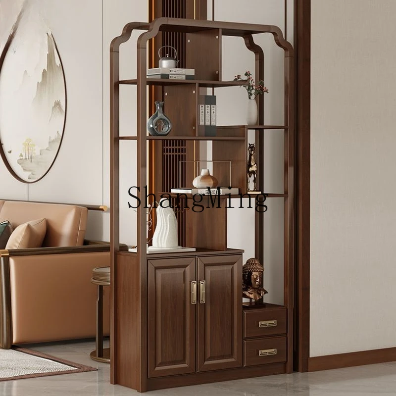 

ZYY new Chinese-style solid wood home partition room hall cabinet living room screen door shoe cabinet integrated household