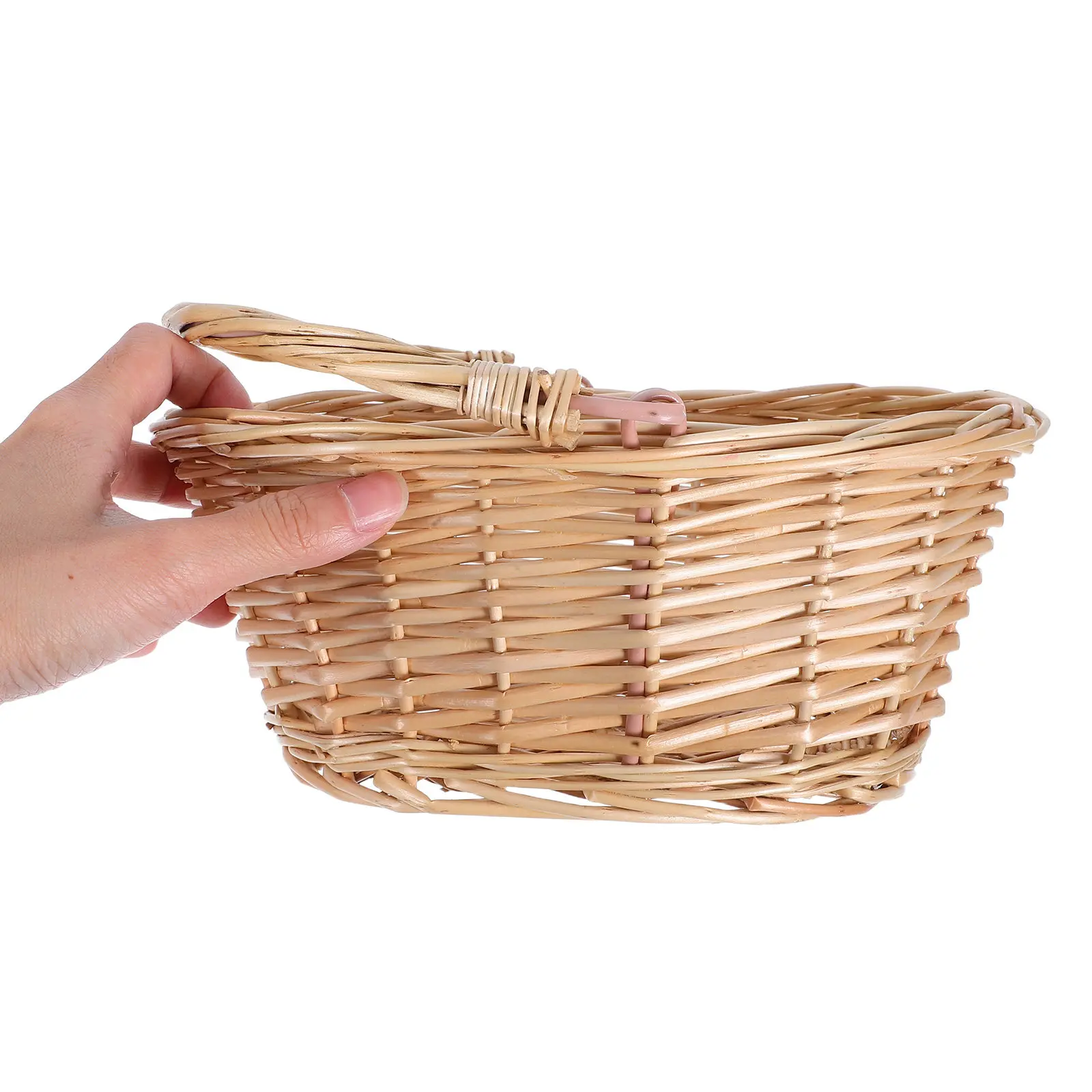 Willow Handwoven Picnic Basket Large Capacity with Handle Portable Basket for Fruits Flowers Harvest Garden Decoration