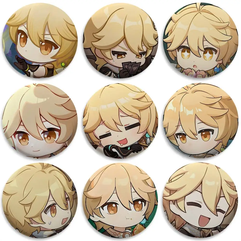 

Aether Genshin Impact Cute Badges Round Exquisite Badge Brooches Creative Pins For Clothes Hat Backpack Gift Accessories