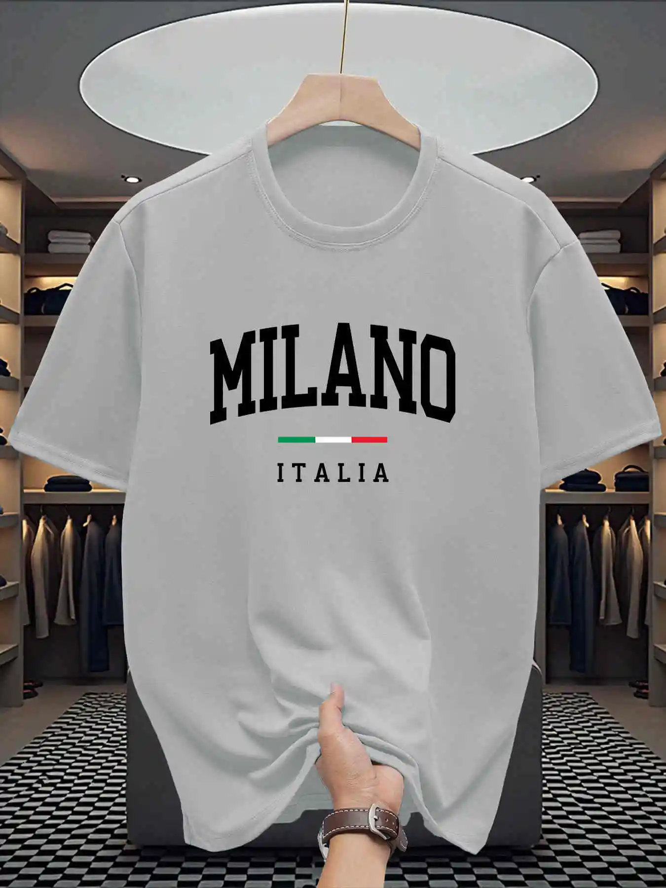 ميلانو رسالة الجرافيك طباعة تي شيرت للرجال التجفيف السريع النشط المحملة عالية الجودة في الهواء الطلق موضة عادية فضفاض تي شيرت رجل تي شيرت