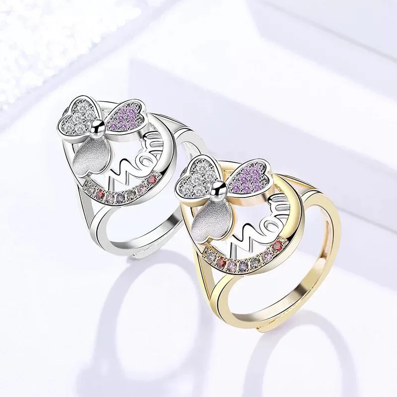 Stainless Steel Love Ring For Women Fashion Trend Alphabet Ring Female Classic Micro Diamond-Encrusted Jewelry