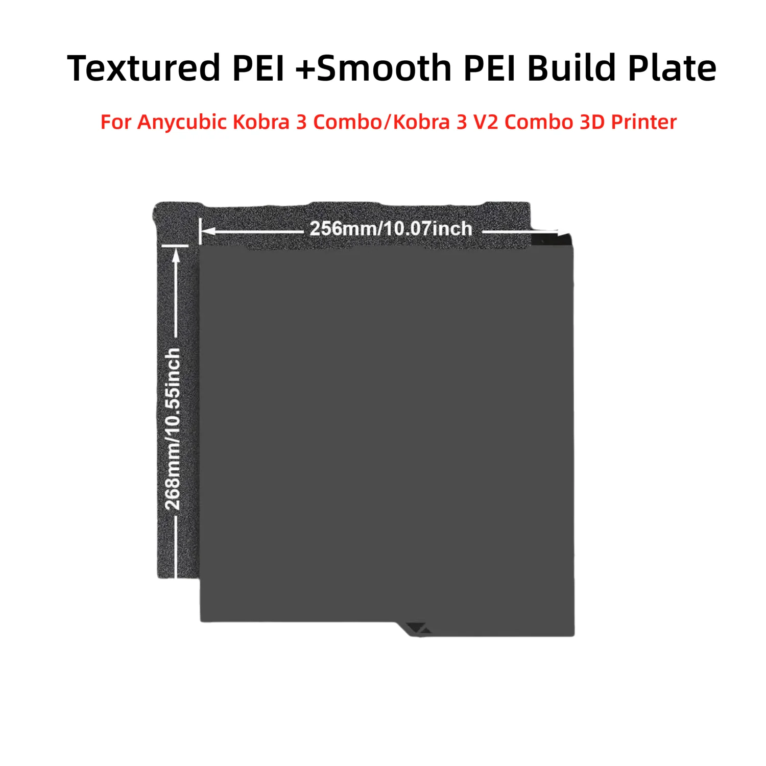 

Kobra 3 PEI Build Plate for Anycubic Kobra 3 V2 Combo 256x268mm Double Sided Smooth/Textured PEI Flexible Spring Steel Sheet