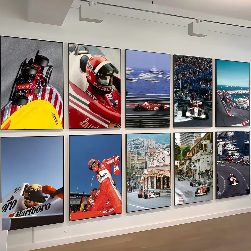 

Винтаж F1 Монако, современная мода, гоночный спортивный автомобиль, фотоплакат, самоклеящаяся художественная водостойкая бумажная наклейка, декор для комнаты