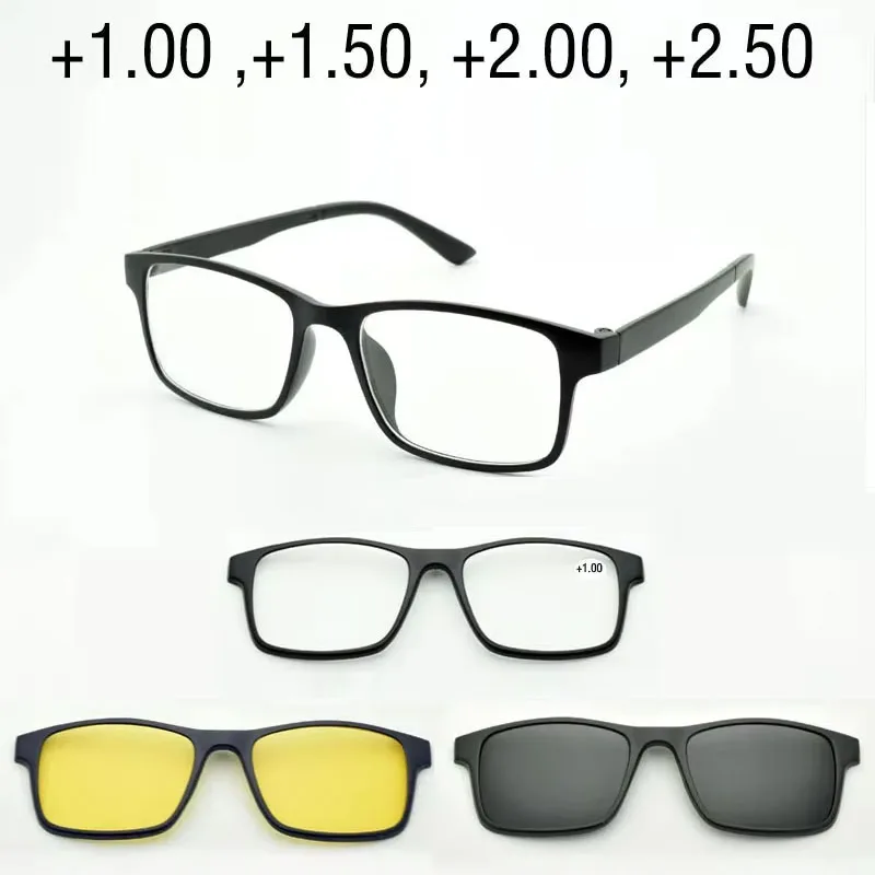 

Magnet Clip On Glasses Frame Sunglasses High Quality Polarized Sunglasses Men's Myopia Glasses Reading Glasses Clip On Hyperopia