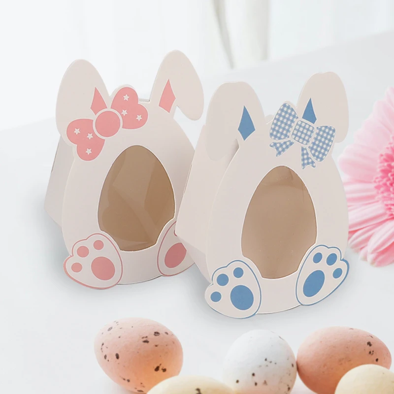 10pcs Easter Bunny Candy Box Cute Rabbit Eggs Cookies Snack Gifts Packaging Boxes Easter Decoration For Home Kids Birthday Party