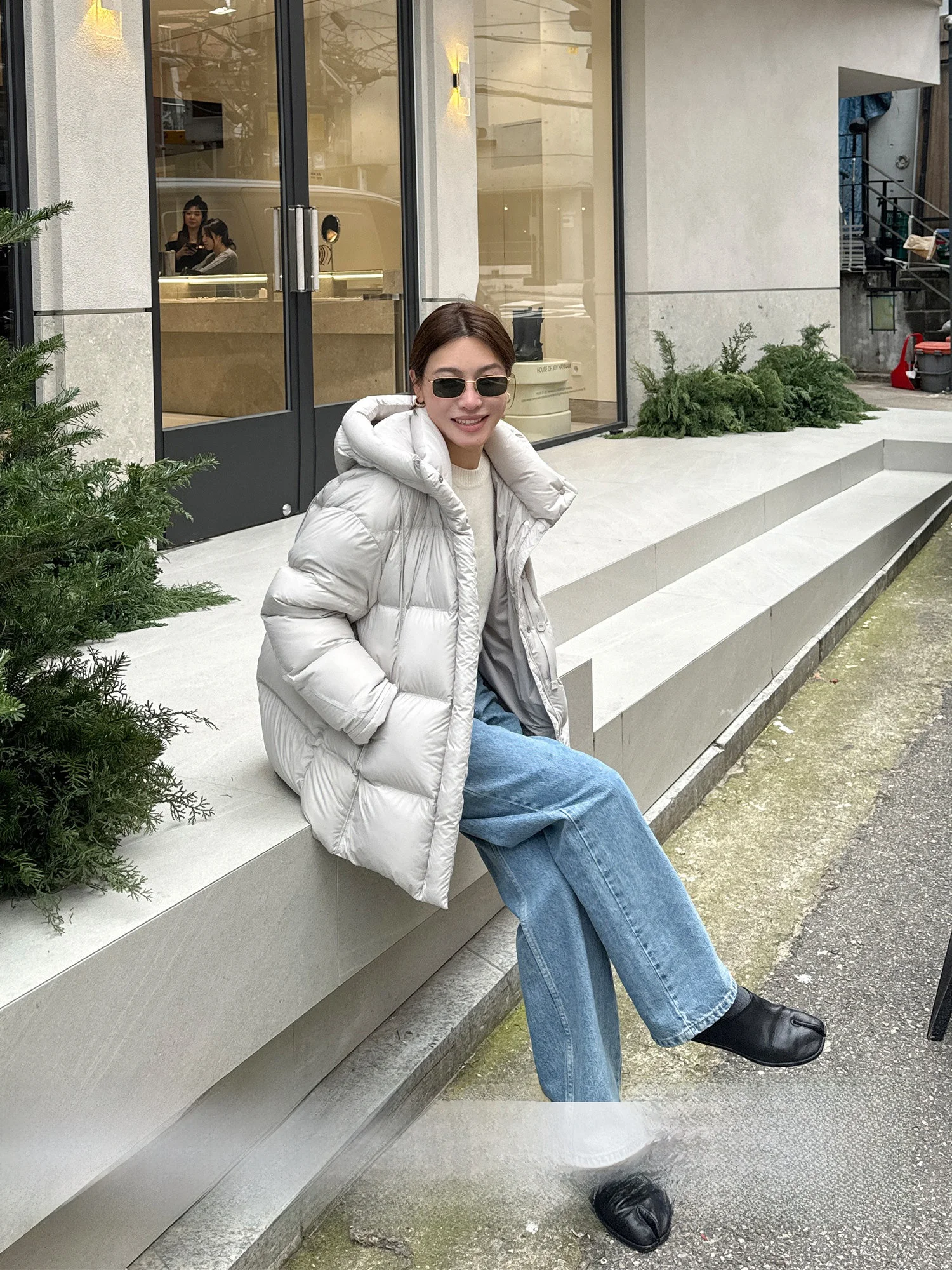 

Women's Mid-Length down Jaet Du Feather Puffer Coat Hooded Casual Sle Warm Filling White Du down Winter New Arrival