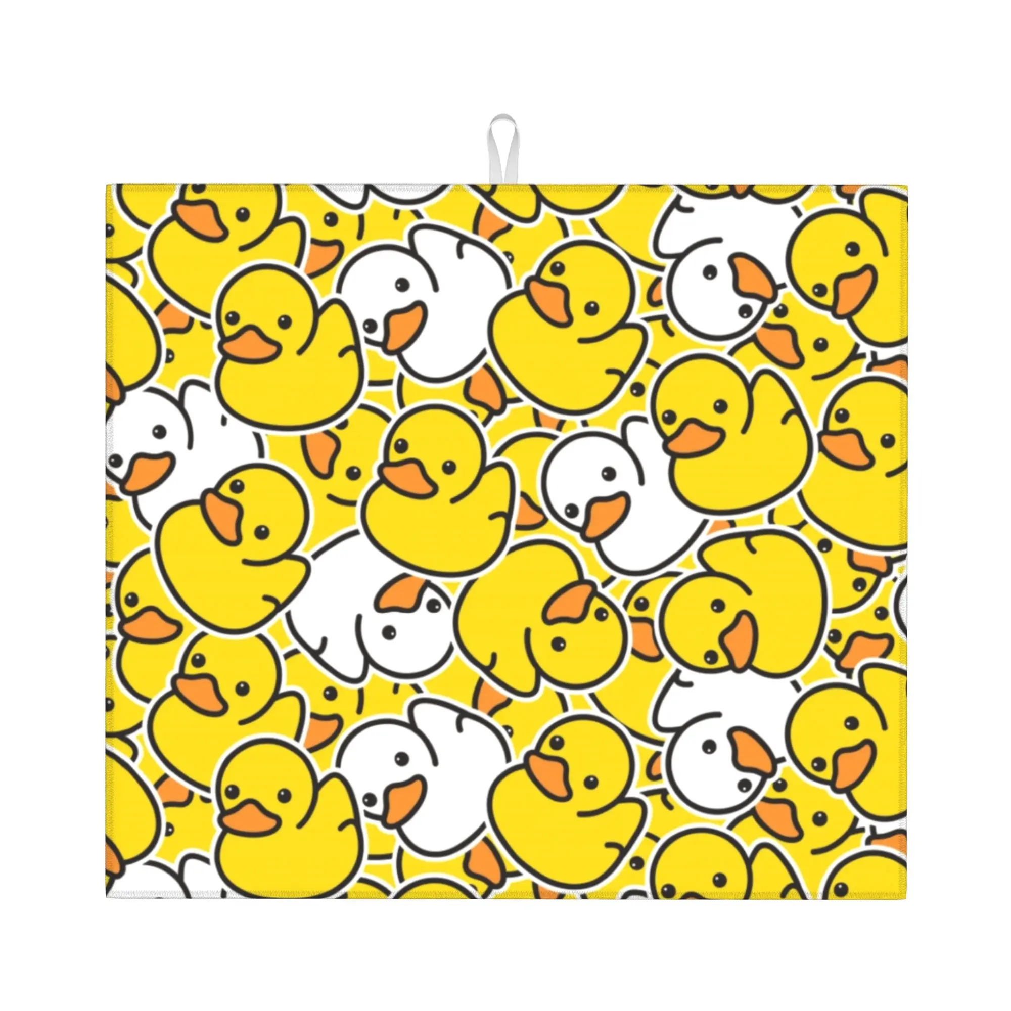 Drying Mat For Kitchen Yellow Cartoon Animal Rubber Duck Water Absorbent Reusable On Slip Kitchen Counter Protector Mat