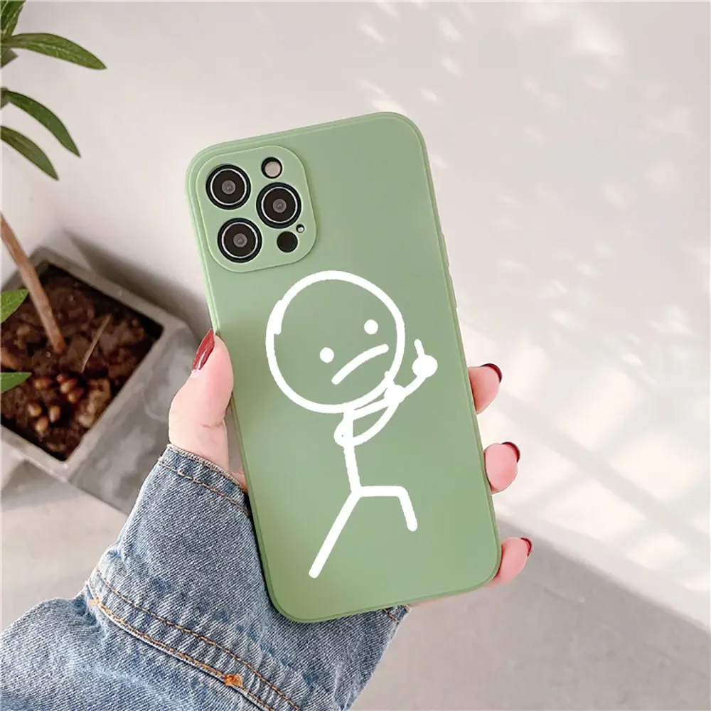 Funny Middle Finger Cute Man Couple Phone Case for IPhone 15 16 13 12 11 Pro Max Mini 7 8 14 Plus SE2 Fundas Silicone Soft Cover