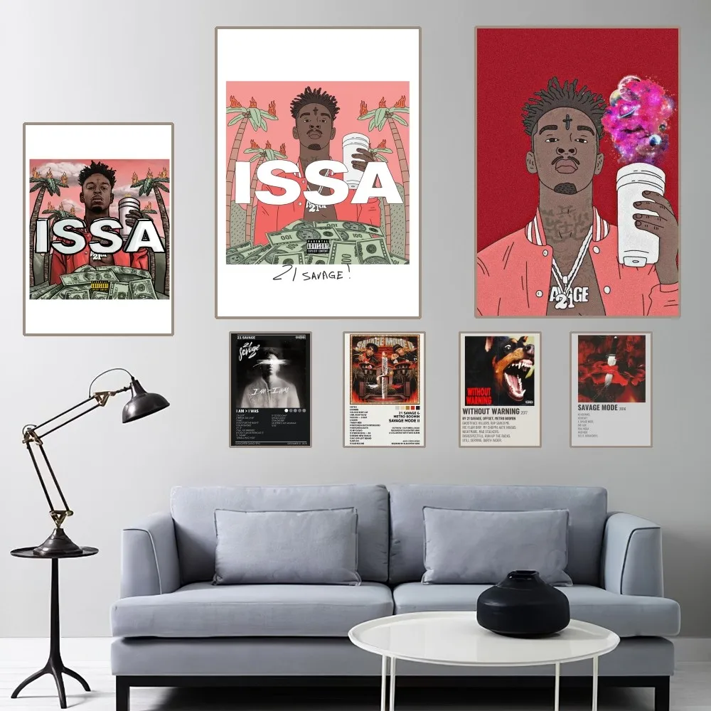 21 Savage Rapper Poster Home Room Decor Aesthetic Art Wall Painting Stickers