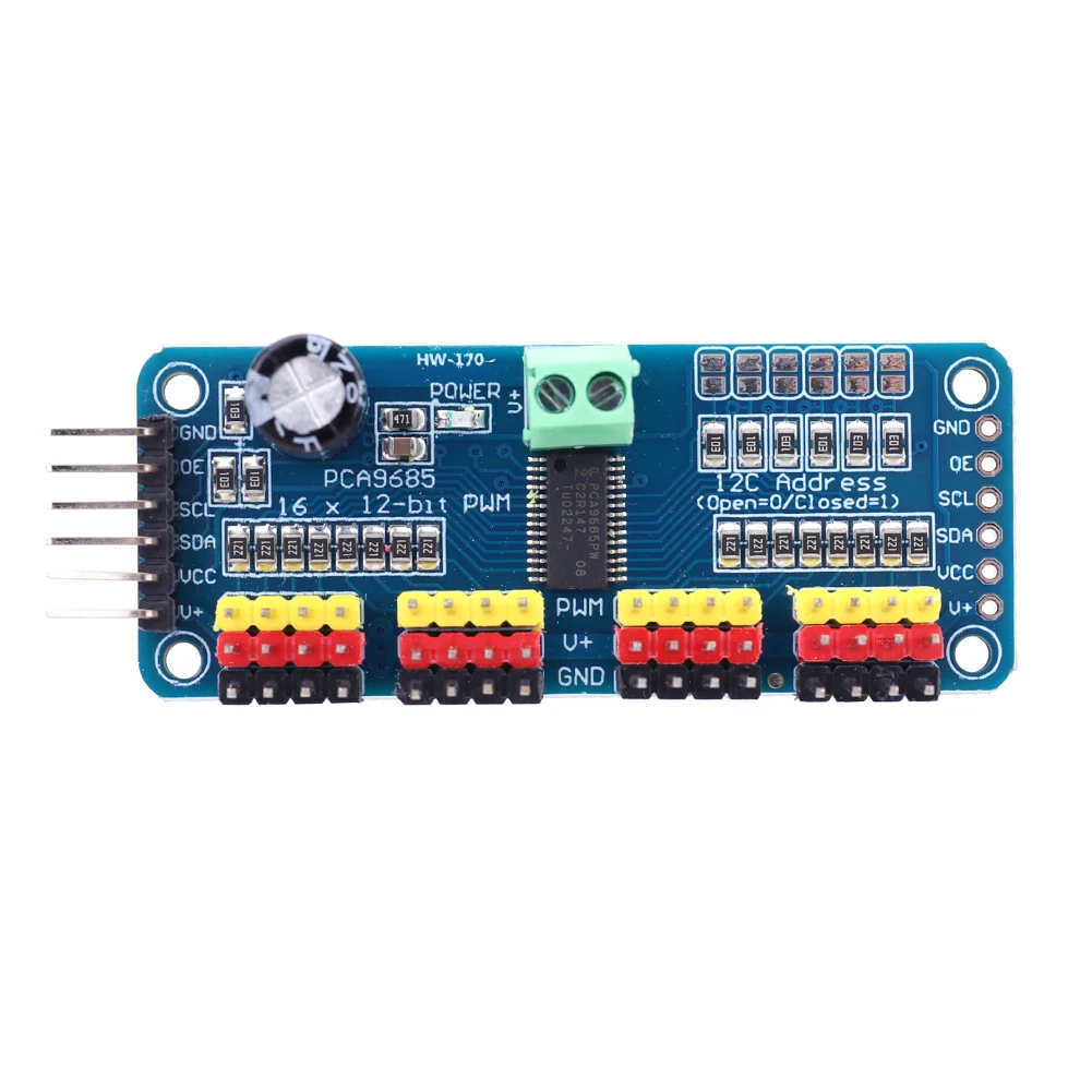 PCA9685 PWM Servo Driver Board IIC Interface 16 Channel 12-Bit PWM Servo Motor Driver Board Controller for Arduino Robot