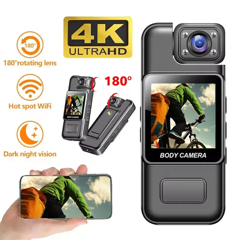    Cámara Digital Wifi Ultra HD 4K, Grabadora de Video Portátil Wifi, Cámara Deportiva con Visión Nocturna Infrarroja, Cámara DV para Ciclismo