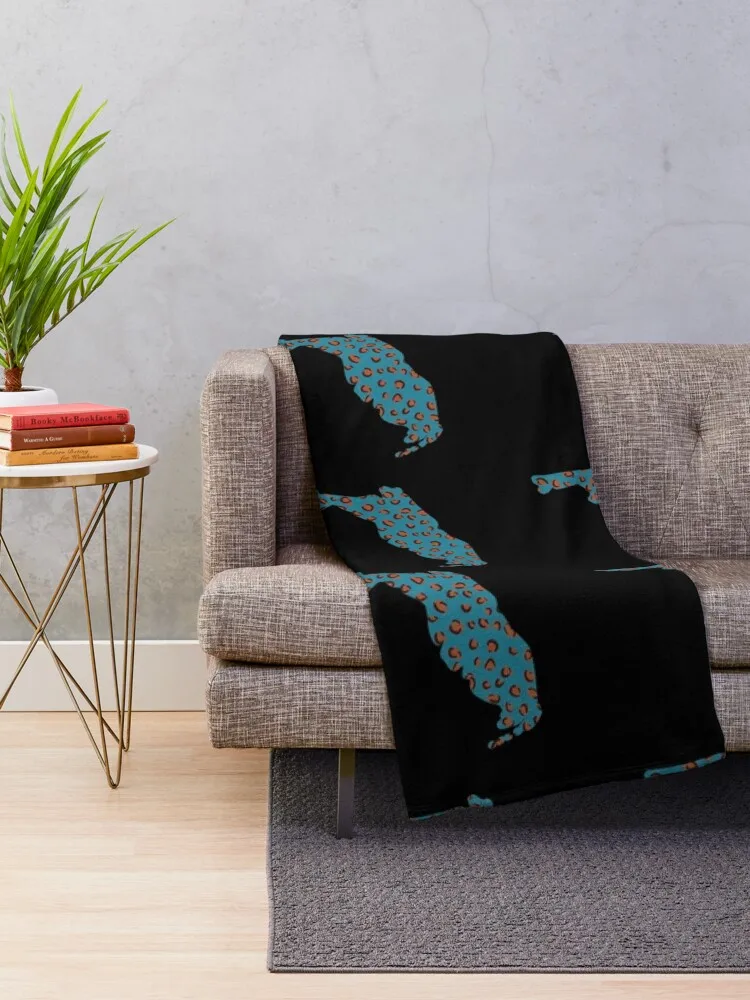 florida jaguar teal outline logo Throw Blanket Giant Sofa wednesday Blankets