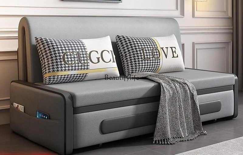 04Sofa bed foldable integrated dual-purpose 2025 new small apartment living room two-in-one single double pull-out