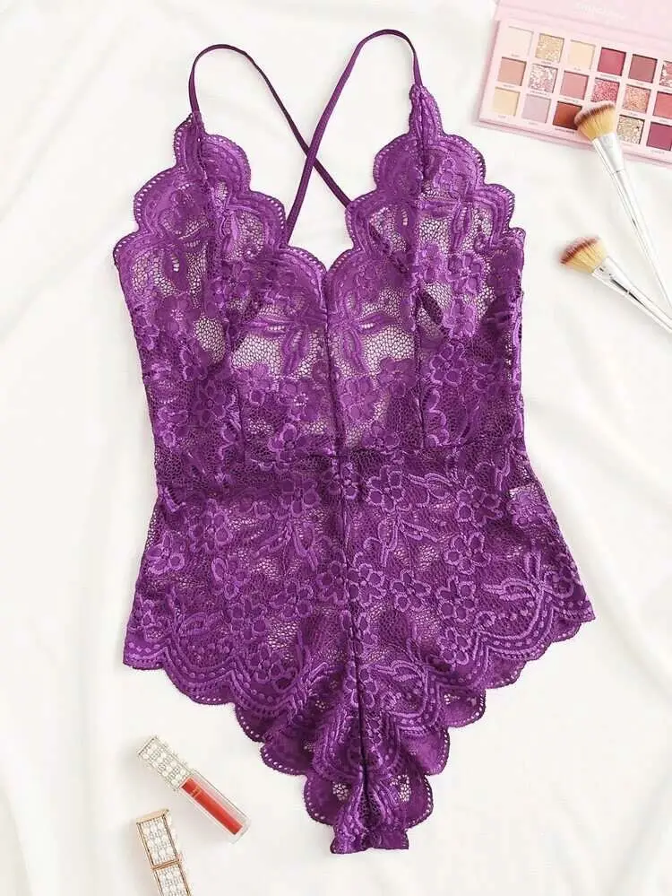 Sexy Lingerie for Women Lace Teddy Lingerie Snap Crotch Bodysuit