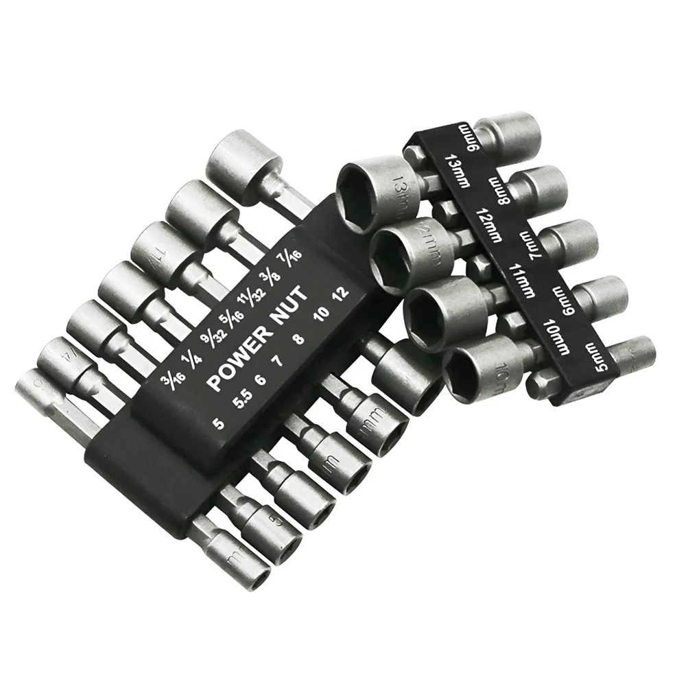 Imagem -06 - Hexagon Soquete Chave de Fenda Bit Grupo Parafuso Manga Bicos Porca 513 mm Chave de Fenda Grupo Conjunto de Brocas Fixas Ferramentas Manuais Pcs 14 Pcs