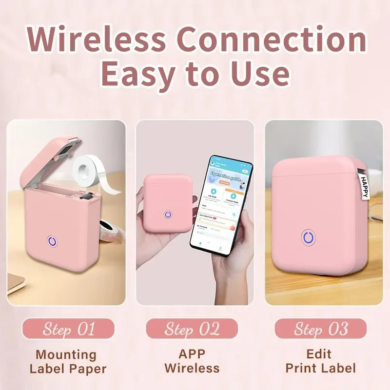 Mini Pocket Bluetooth Inkless Label Printer Hd Barcode For Home Office Organization Pantry Kitchen Daily Supplies Accessories