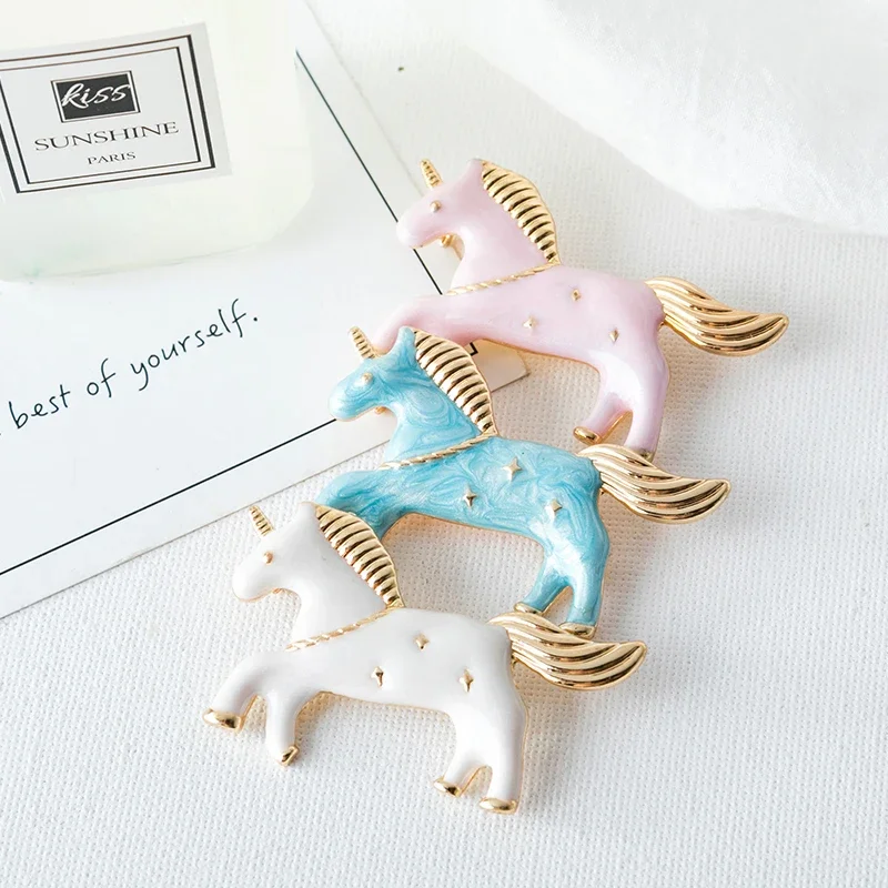 Japanese and Korean fashion cute pony minimalist unicorn alloy brooch