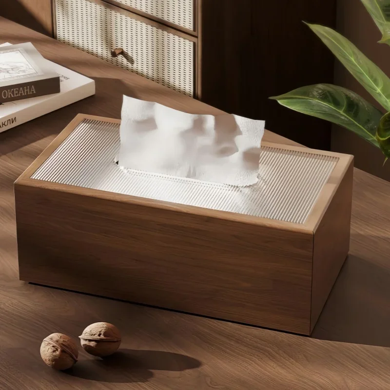 Chinese Style Minimalist Wooden Tissue Box Suitable for Removable Tissue Home Living Room Bedroom Office Desktop Organizing Tool