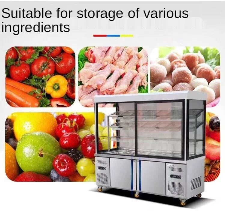 Hot Selling Restaurant Supermarket Freeze Cabinet Glass Door showcase Fresh-keeping Cabinet Display Fridge