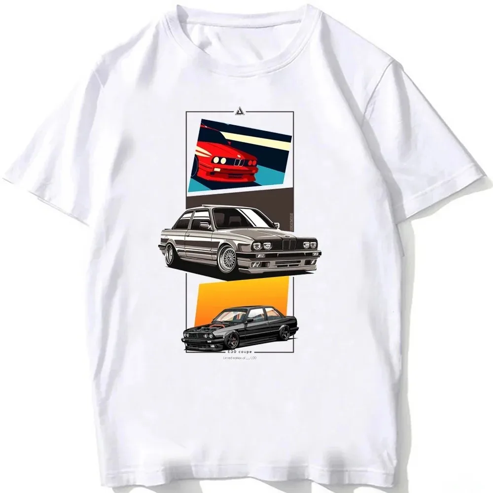 2024 Summer Home Matching Short sleeved Old Legend E30 M3 Classic Car T-shirt Retro EUDM-E34 M5 T-shirt Casual Top Men's T-shirt