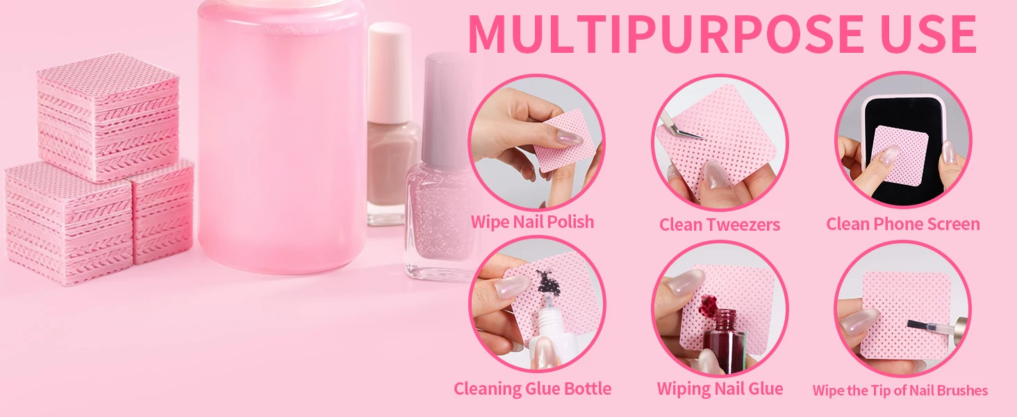 GLAMLASH 1080 Stück fusselfreie Papier-Baumwolltücher zur Wimpernkleberentfernung, Reinigungspads für die Kleberflaschenöffnung – Detail 3